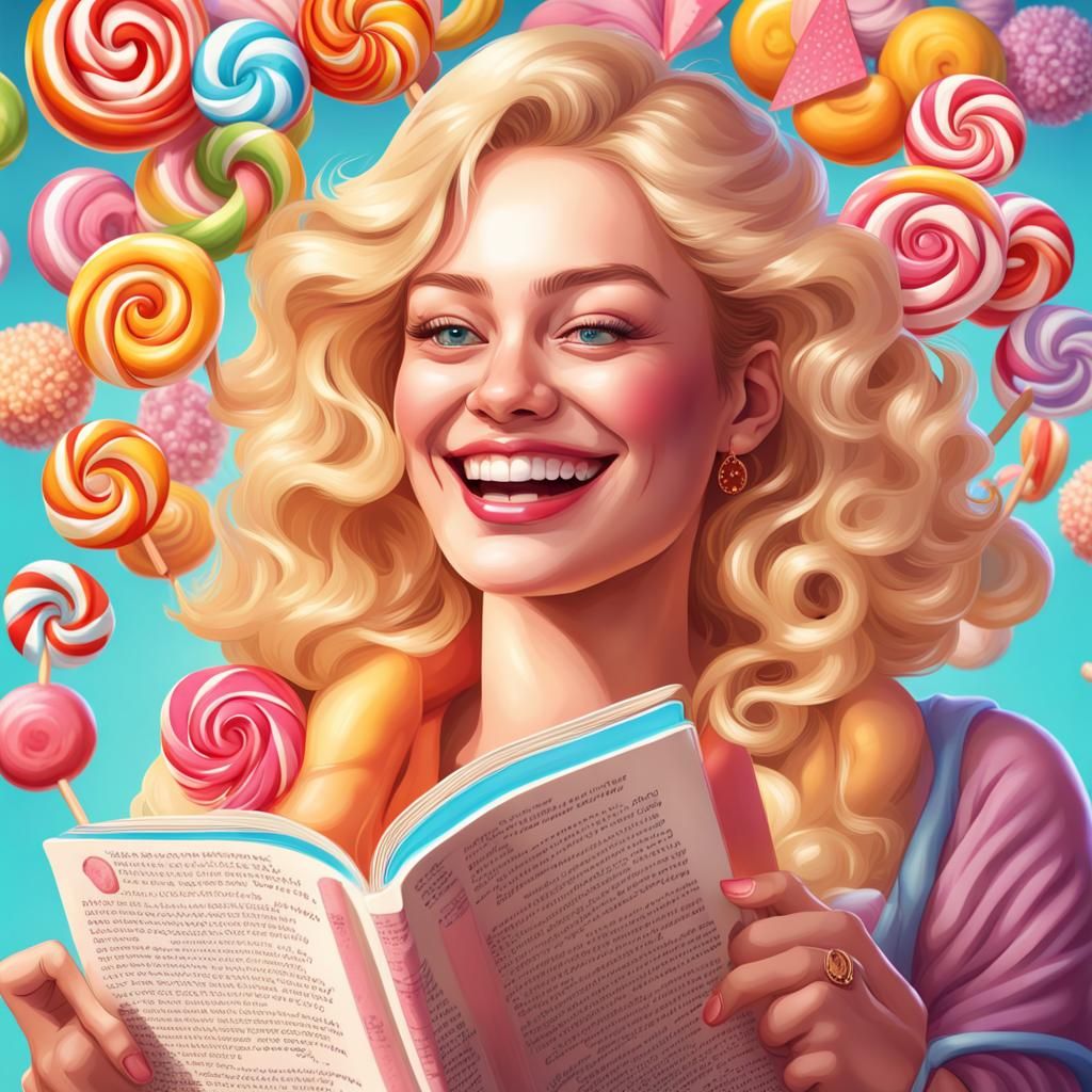 Smiling Blonde in Whimsical Candyland Art