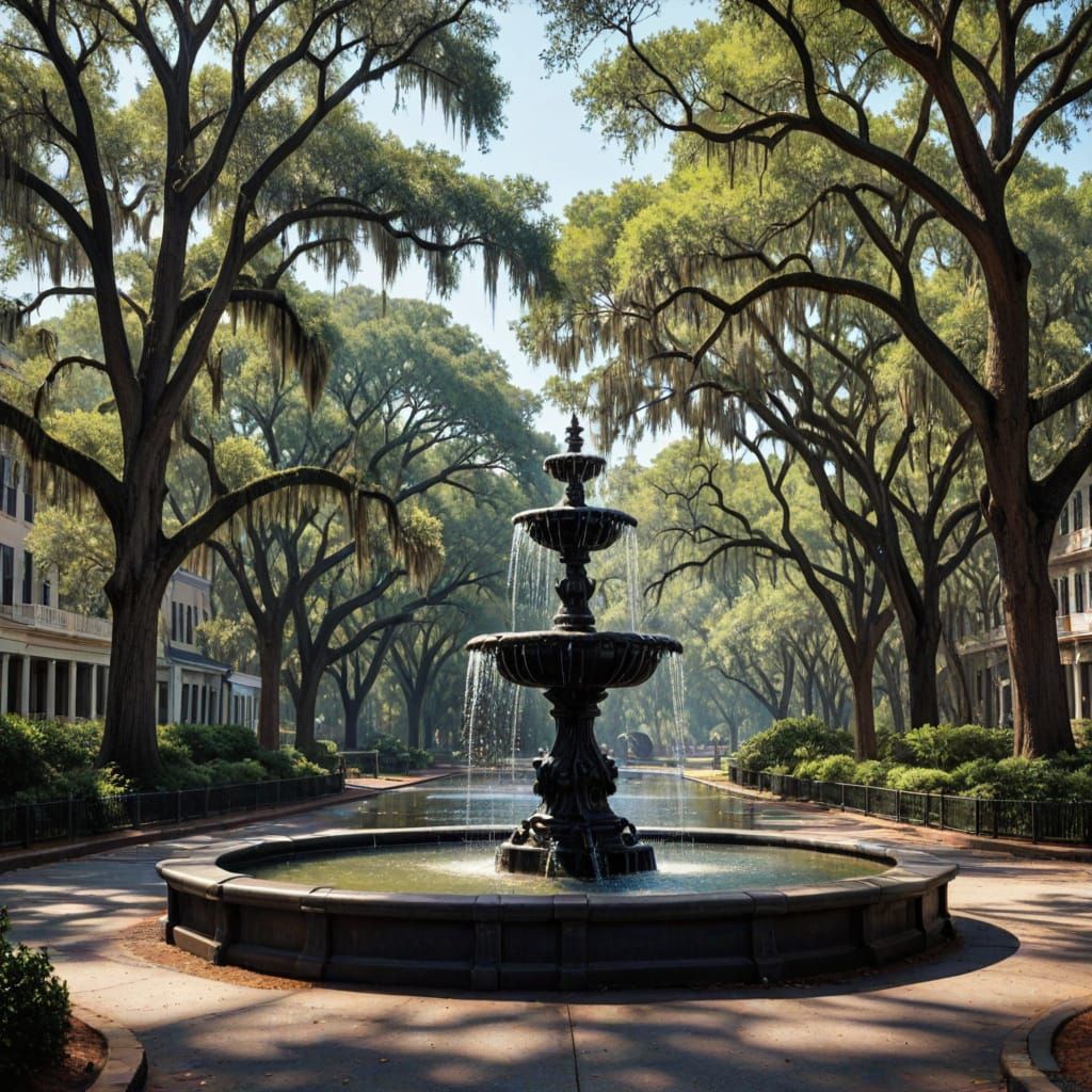 Savannah Fountain in Dark Fantasy Style