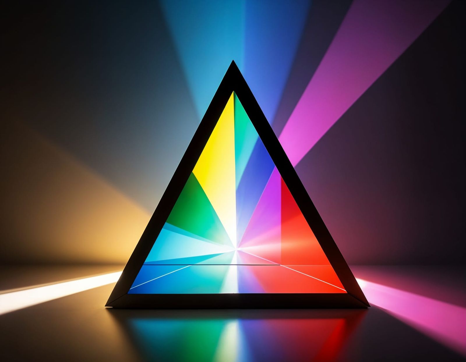 Light Splitting Through Prism Into Colors