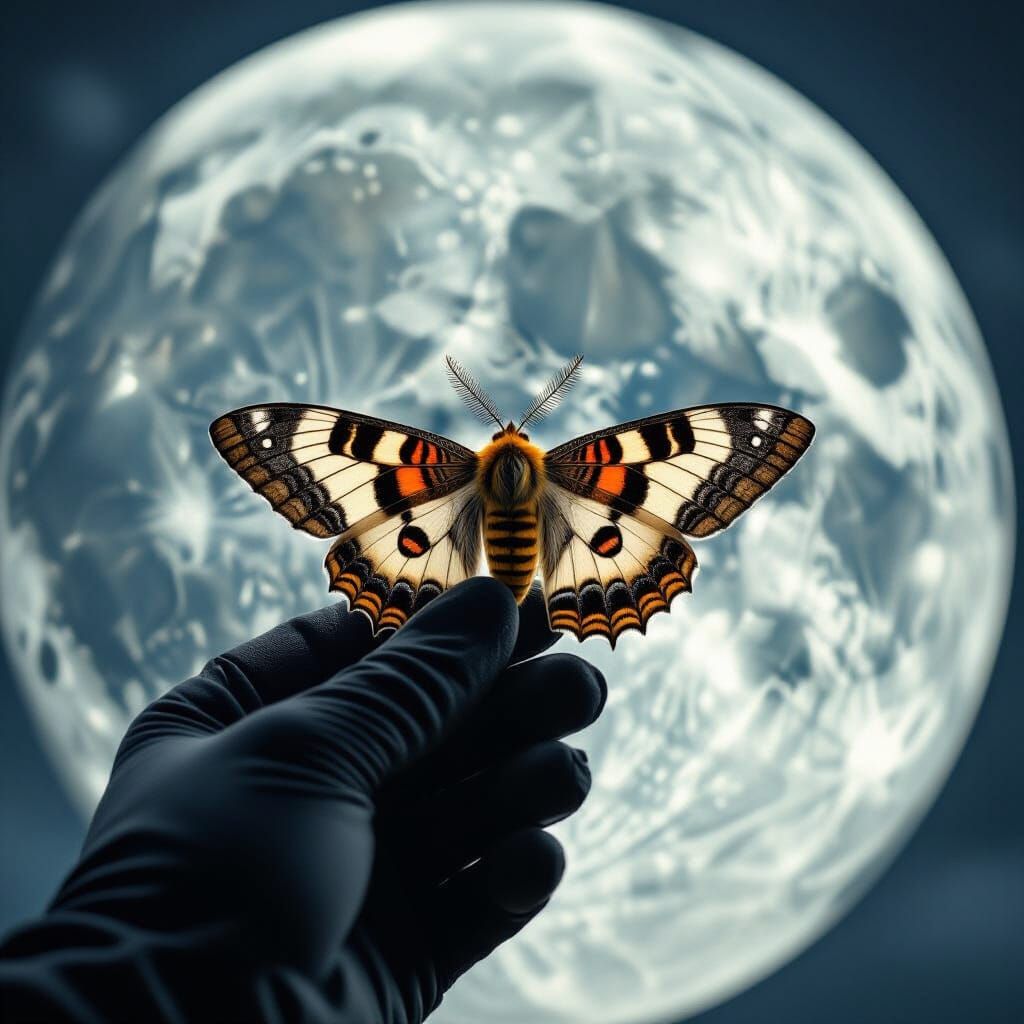 Moth Held in Hand Before Full Moon