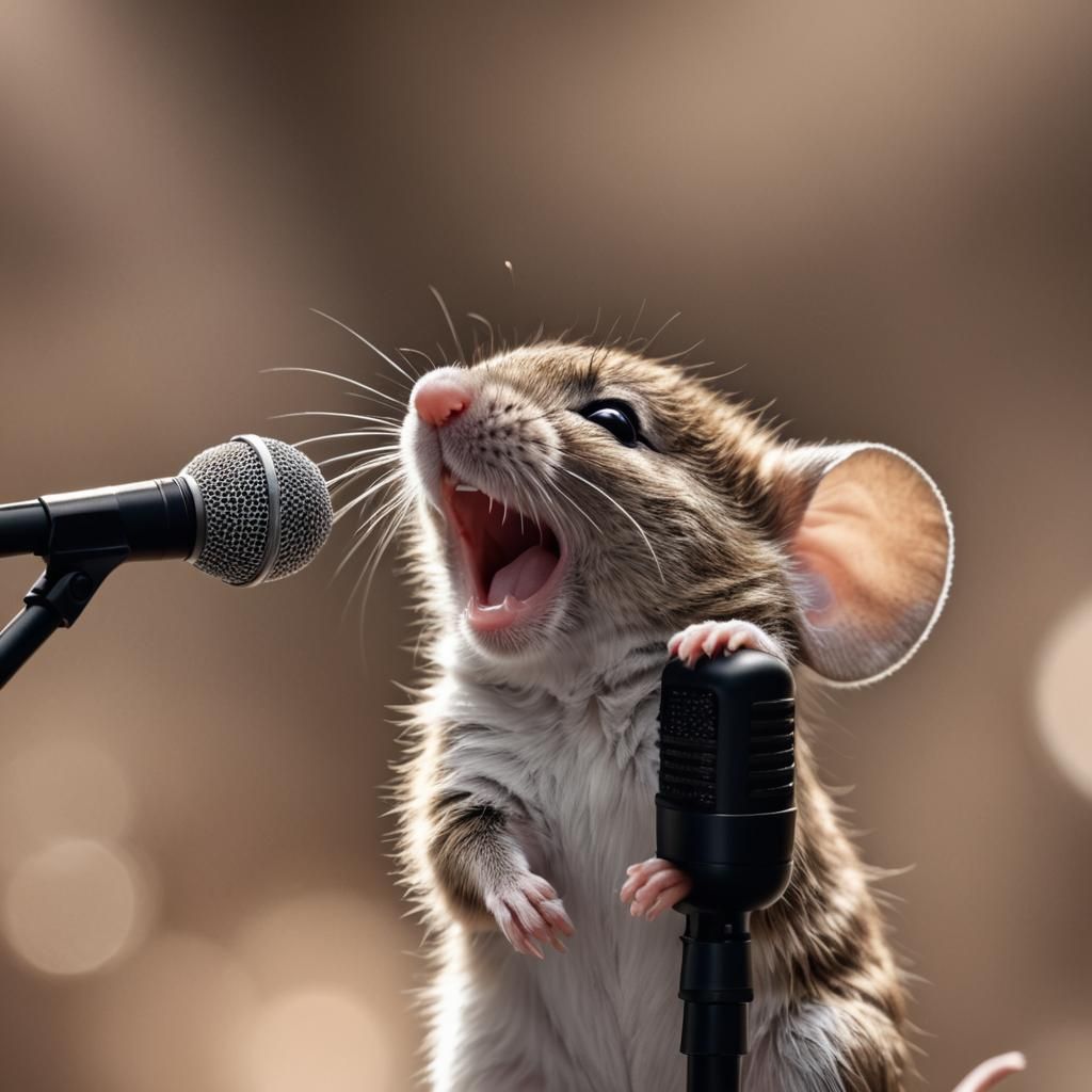 Fluffy Mouse Singing at Talent Show