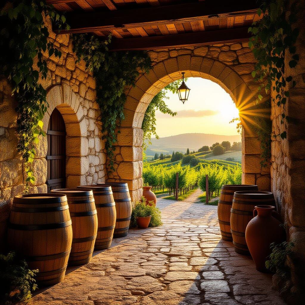 Ancient Binyamina Winery at Sunset Oil Painting