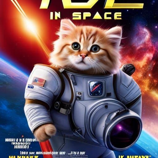 Cats in Space Retro Movie Poster