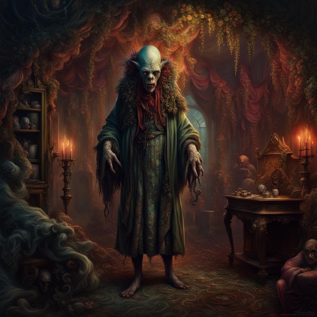 Bogeyman Arrival: A Vibrant Rococo Horror Concept