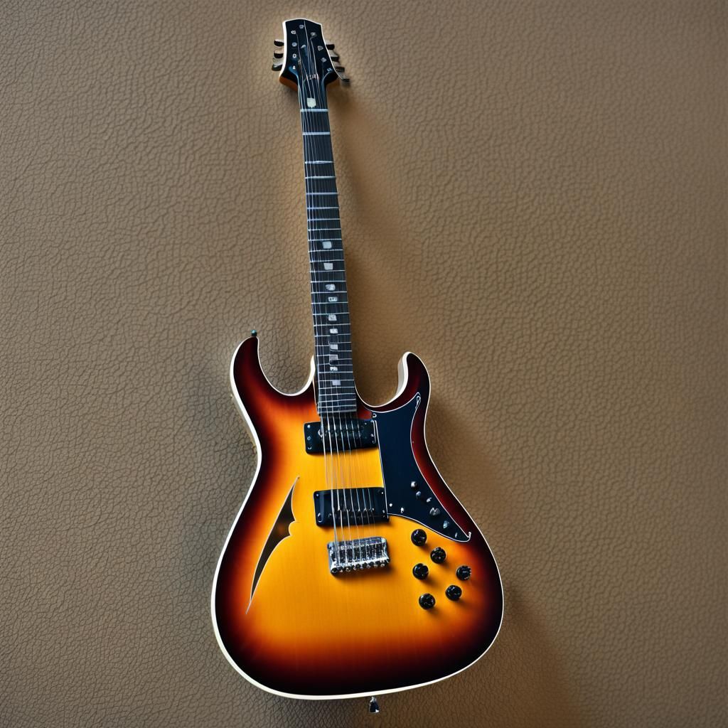 Detailed AI Rendering of an Eight-String Guitar