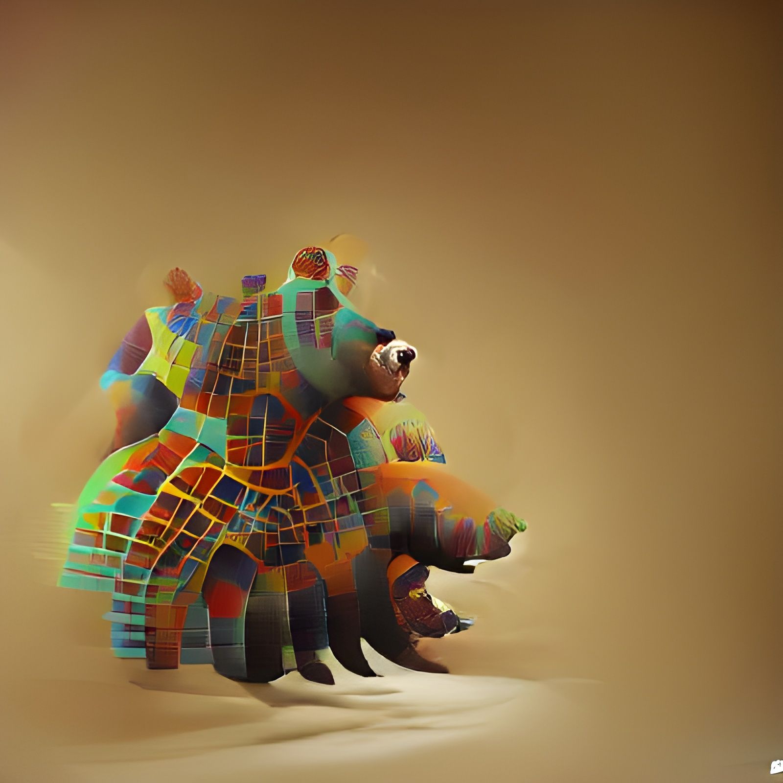Recursive Fractal Bear Madness: Cel-Shaded Illustration