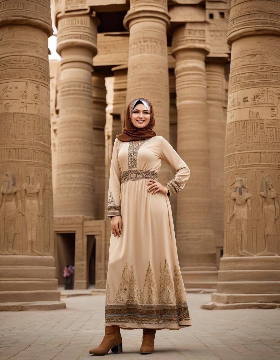Egyptian Woman Portrait in Front of Luxor Temple