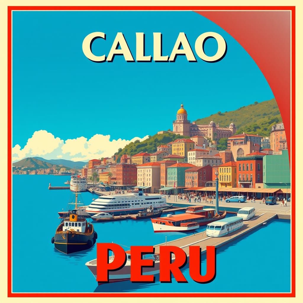 Vintage Art Deco Travel Poster of Callao, Peru