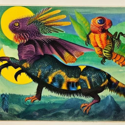 Mythical Singing Creature in Vibrant Art Style