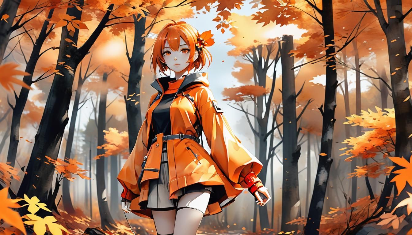 Orange autumn forest