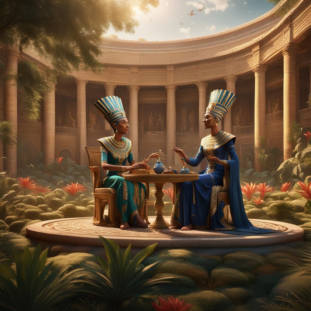 Akhenaten and Nefertiti in Palace Garden