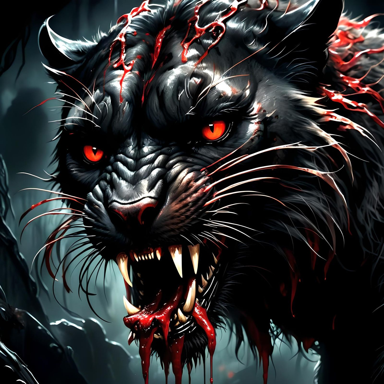 Creepy Hairy Panther Consuming Flesh