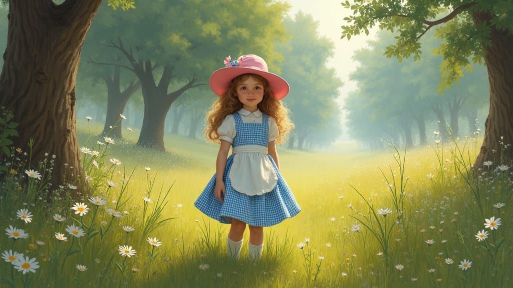 Dorothy in Meadow, Children's Book Illustration Style
