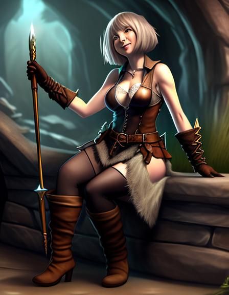 Voluptuous Hobbit Portrait in Dungeon Setting