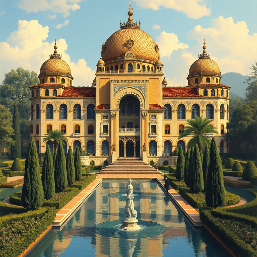 Ethereal Moorish Castle in Dreamy Landscape