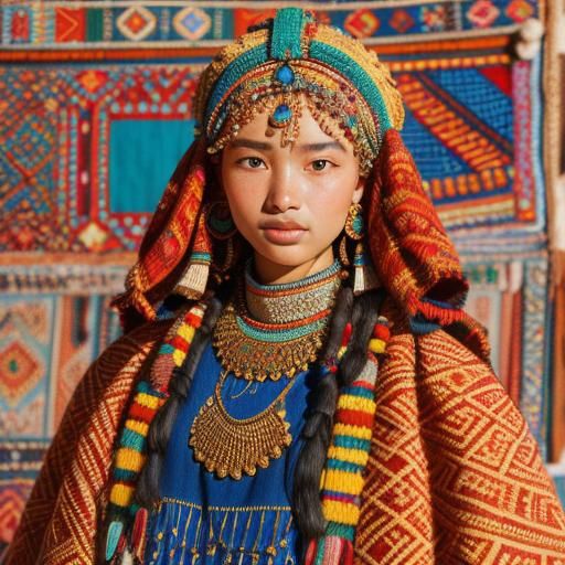 Berber Woman in Moroccan Market: Ethnic Culture Art