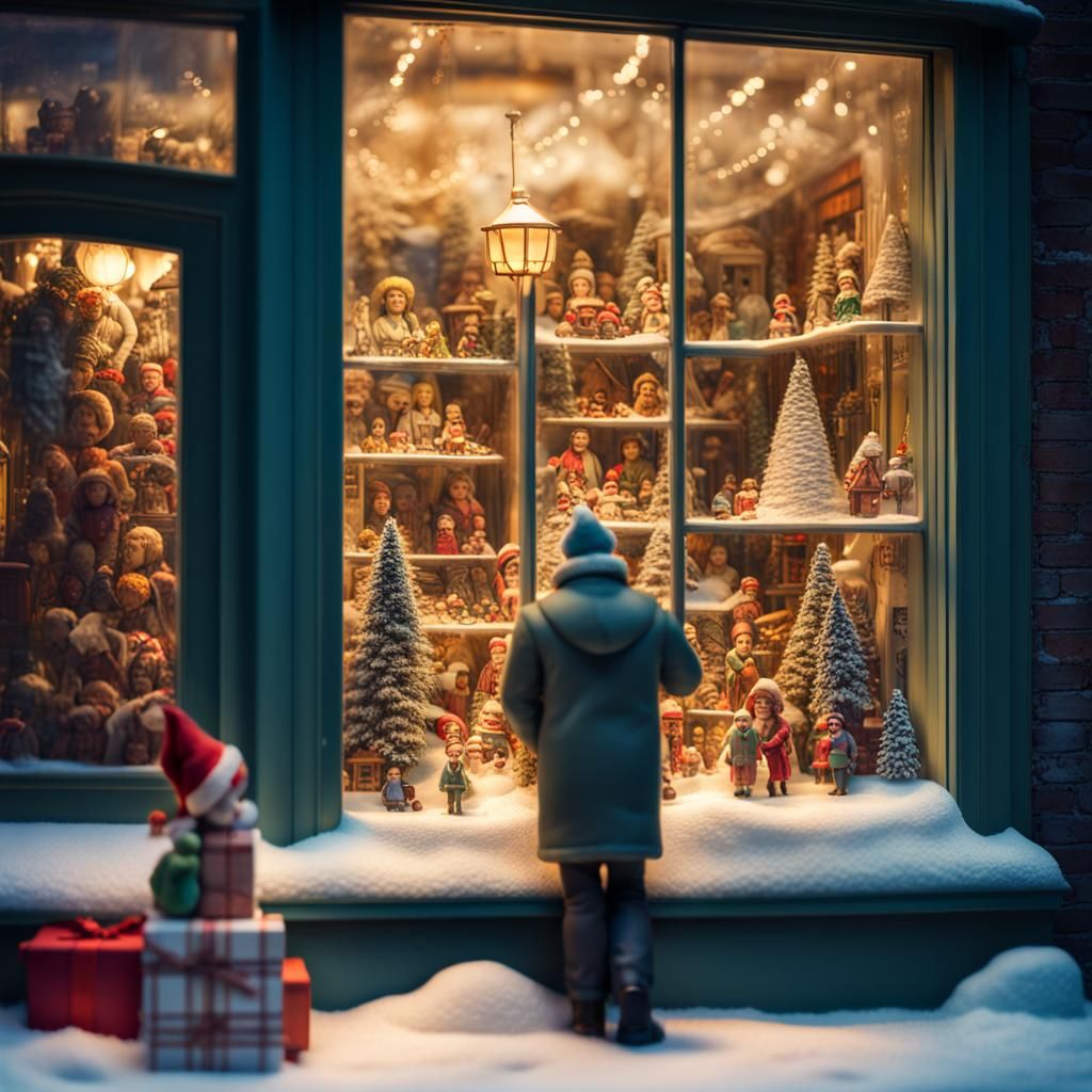 Animated Christmas Miniature Display in Toy Shop