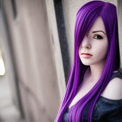 Anime Girl with Purple Hair, Professional Photography