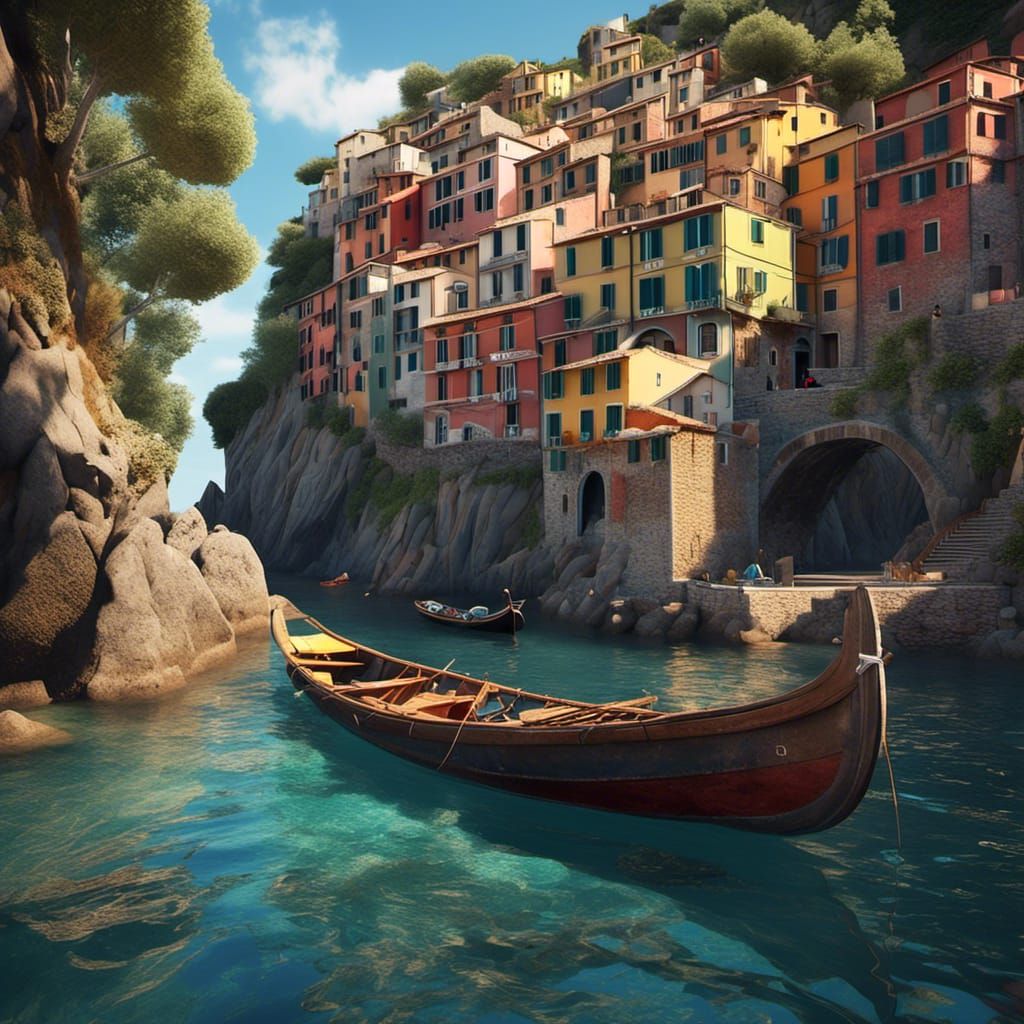 Cinque Terre Coastal View, Mediterranean Architecture