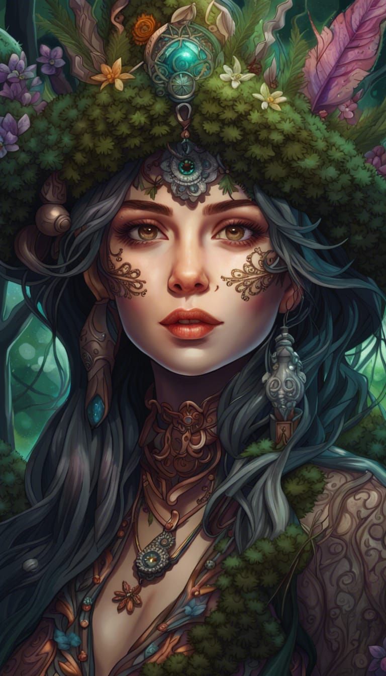 Forest Witch Portrait in Anime Style