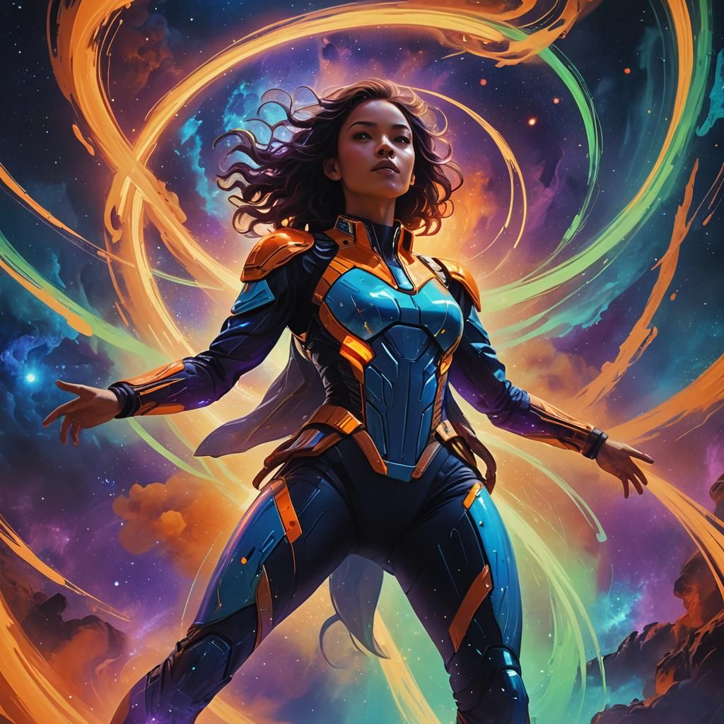 Ethereal Energy Woman in Space, Digital Matte Painting