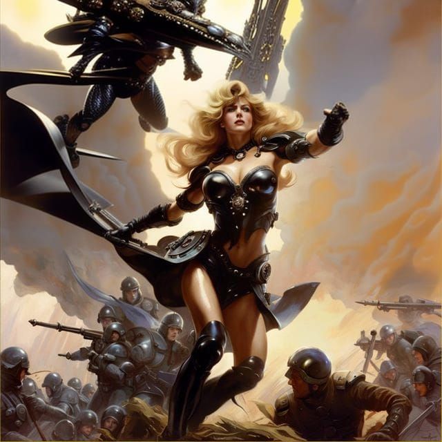 Galactic Warrior Leading the Charge in Space Opera Style