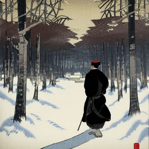 Japanese woodblock print.