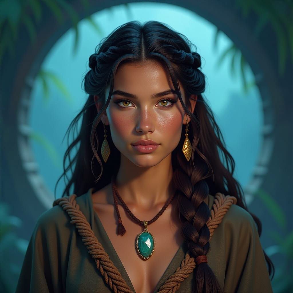 Shaman Myla in Dark Fantasy Art Nouveau Style