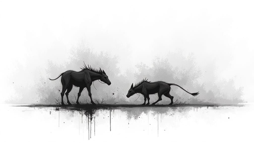 Minimalist Abstract Ink Drawing in Chiaroscuro Style