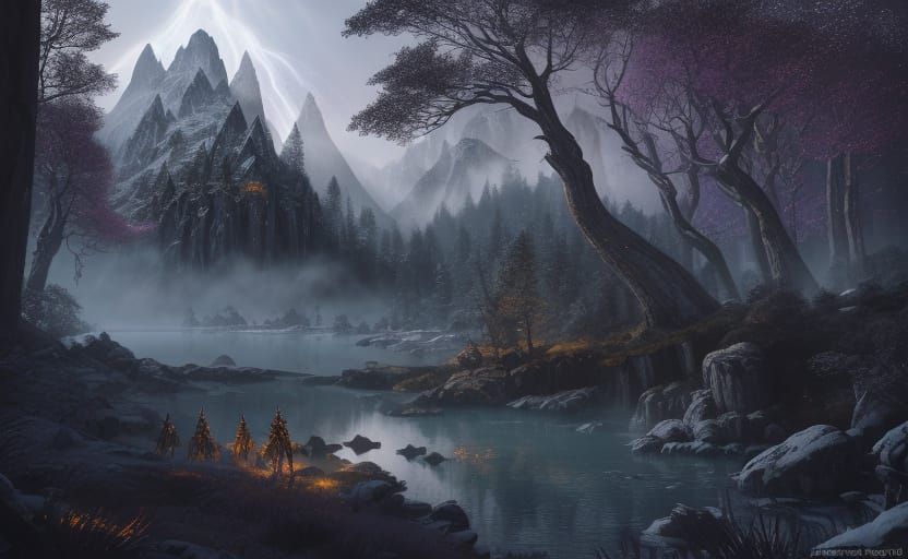 Epic Fantasy Landscape with Dark Elves