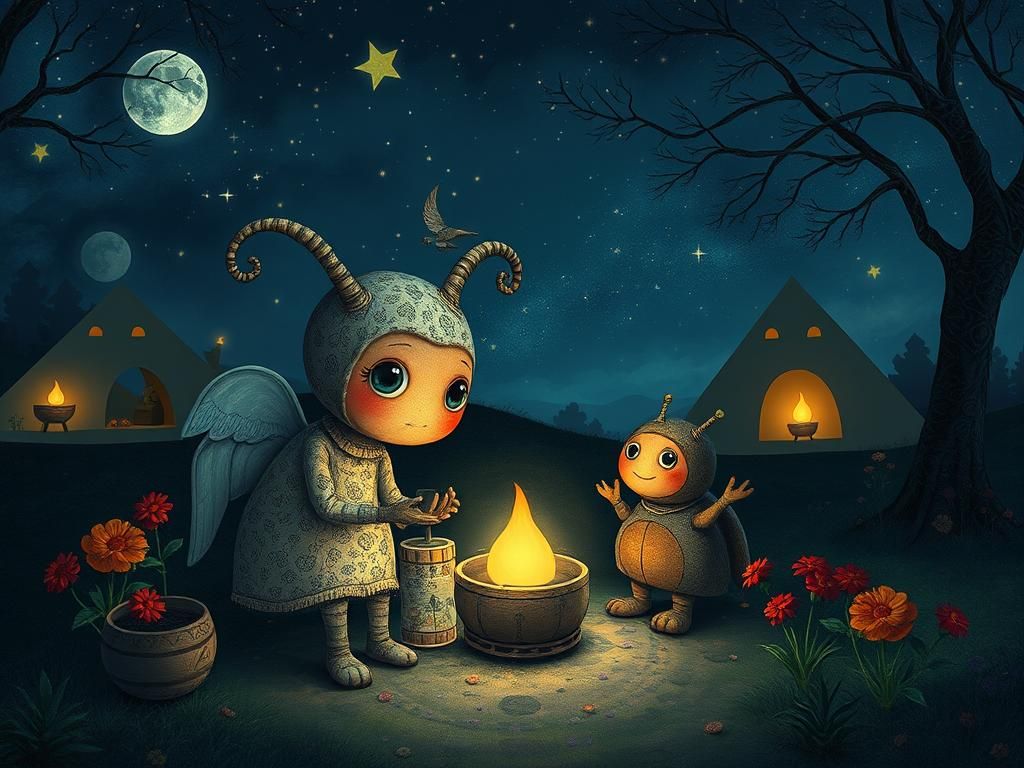 Couple Gardening on Trantor under Earthshine