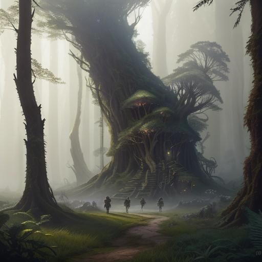 Mystical Forest Adventure in Ethereal Lighting