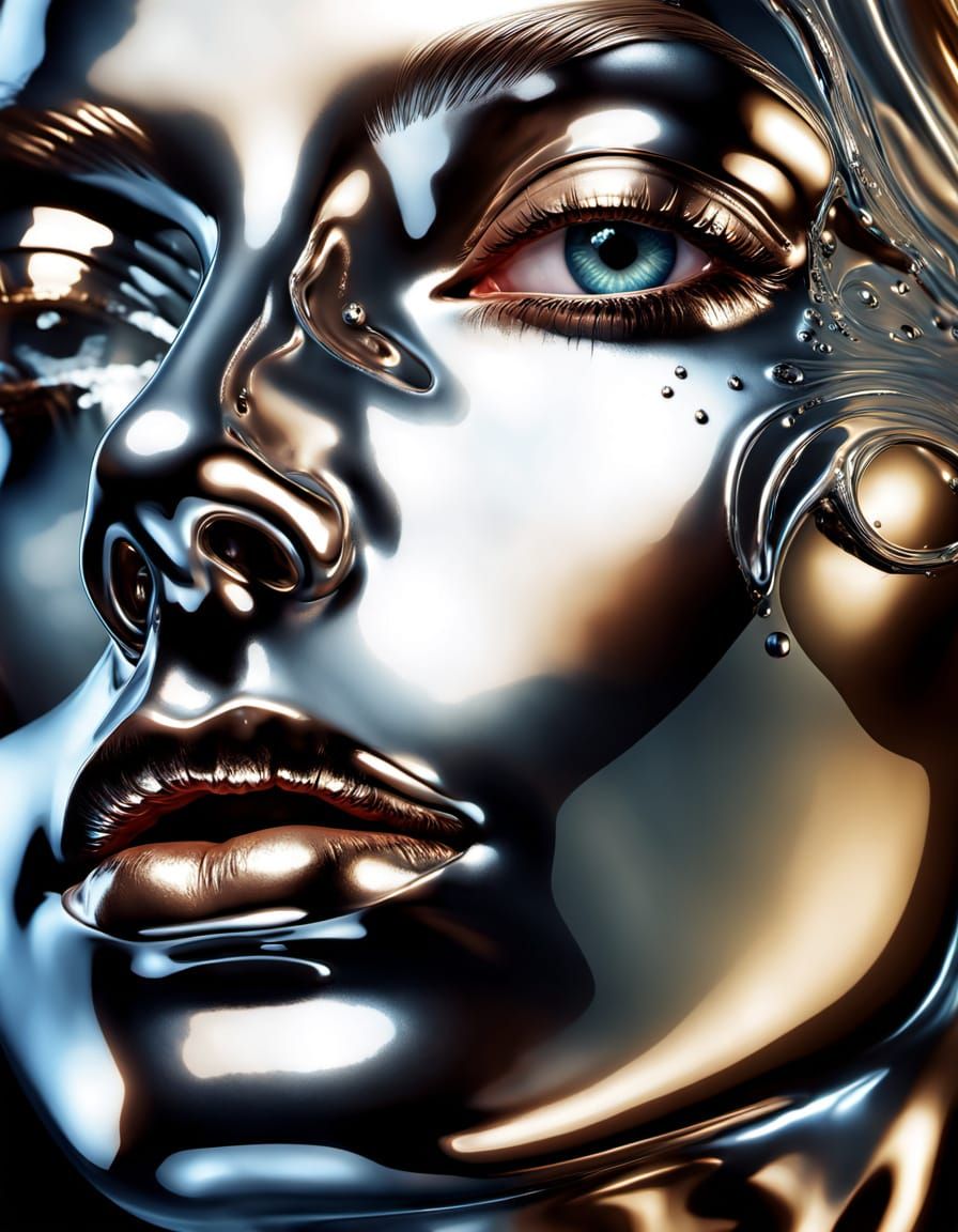 Luxury Chrome Goddess in Vivid Macro Photography