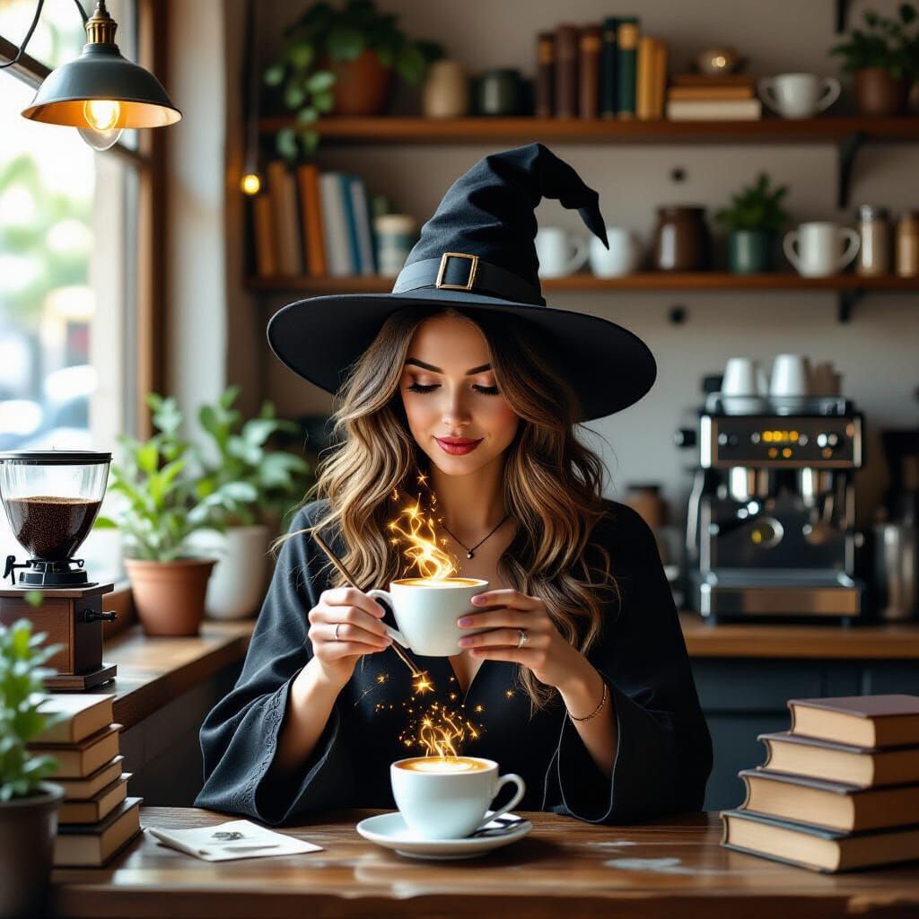 Modern Witch Brews Magic in Stylish Cafe