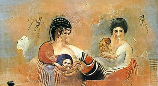 Greek Painting: Mother and Child