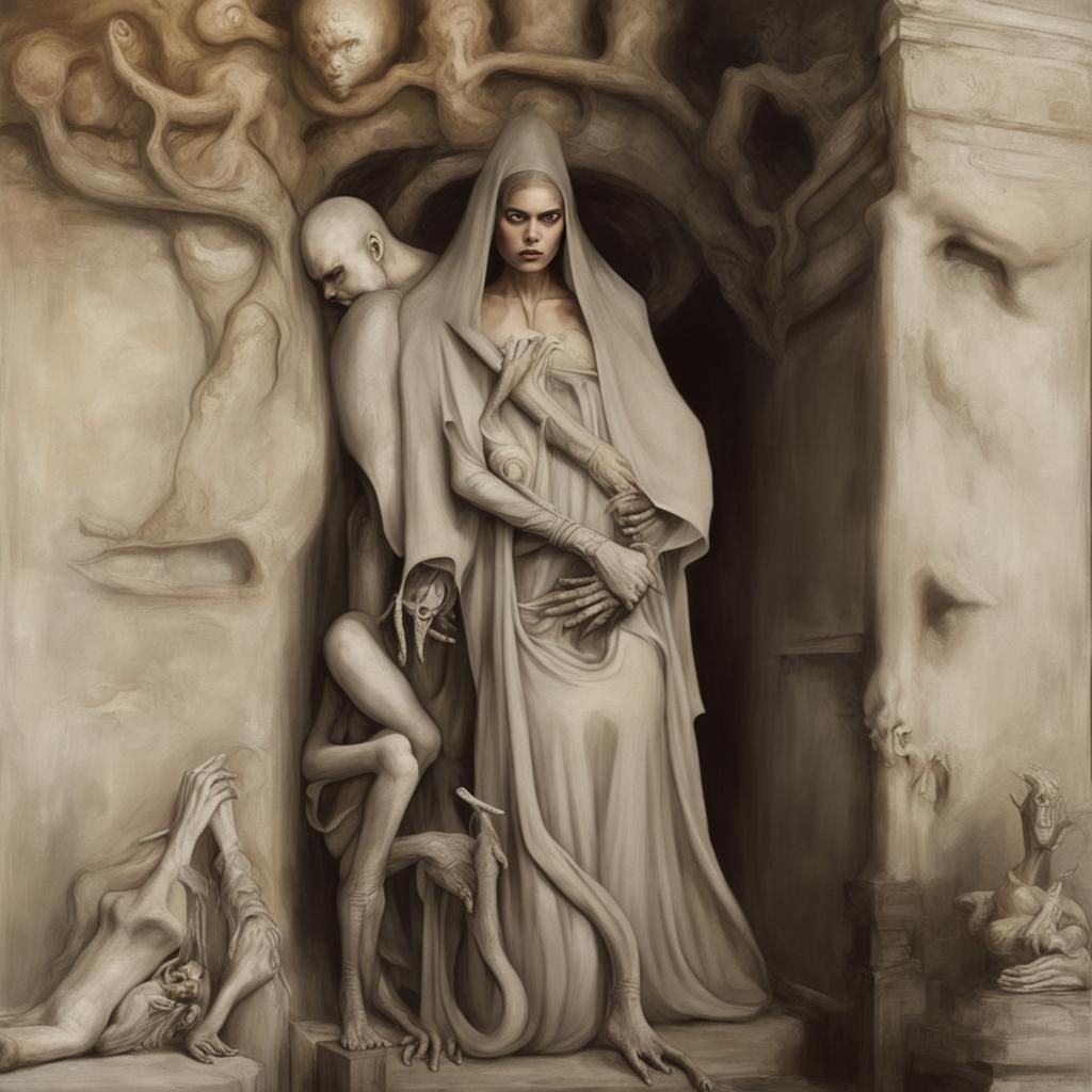 Intricate Carnage in HR Giger Style