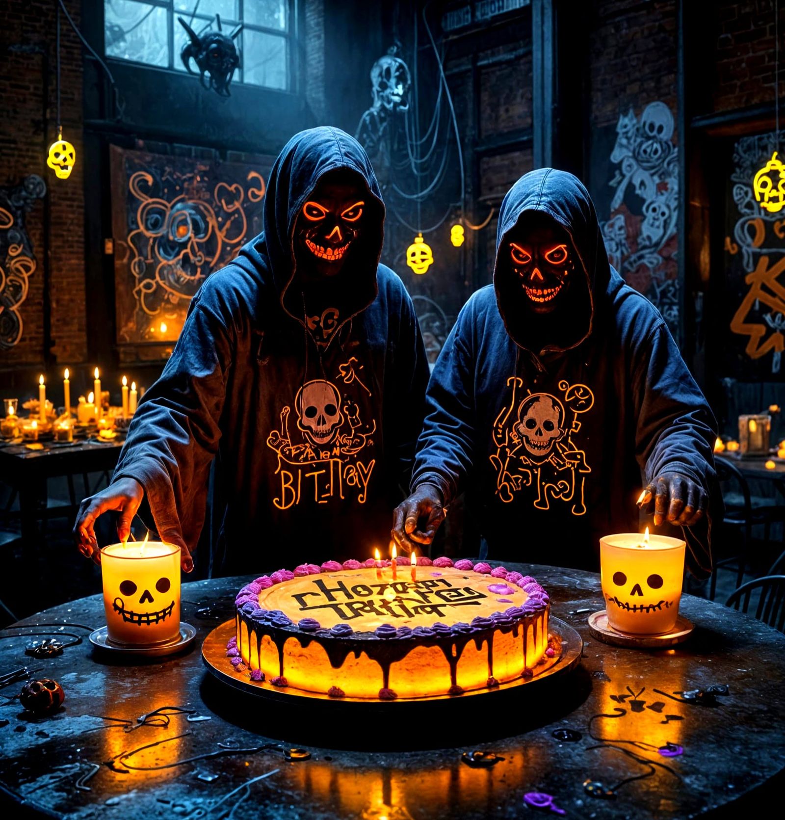 Spooky Neon Birthday Bash in Urban Warehouse