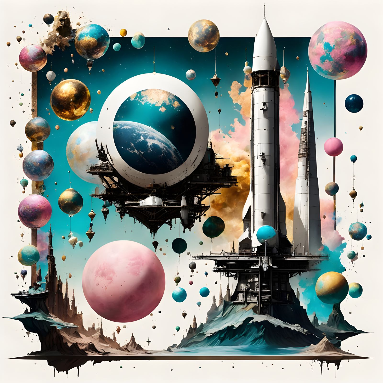 Surrealist Victorian Heart in Pastel Impasto Painting