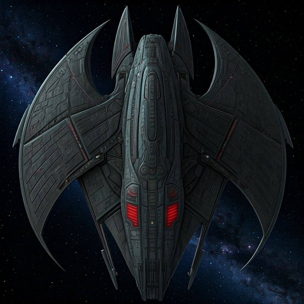 Klingon-Romulan Bird of Prey Starship in Deep Space