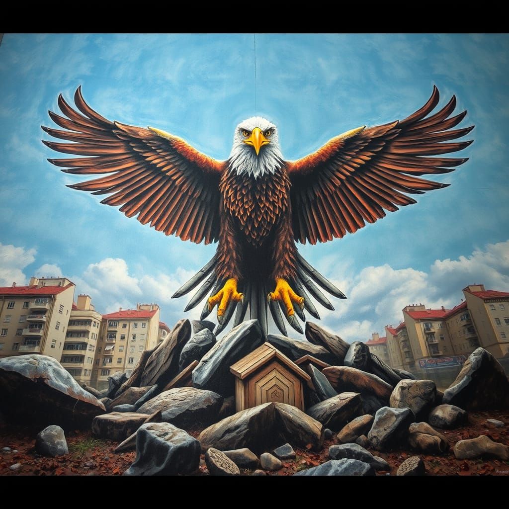 Giant Eagle Emerges in Hyperrealistic Street Art