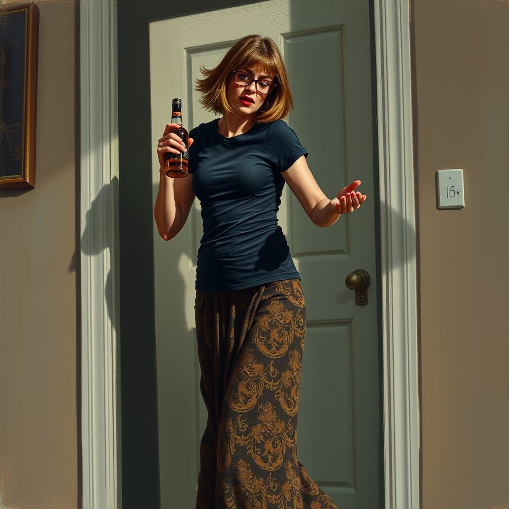 Distraught Woman in German Expressionist Style