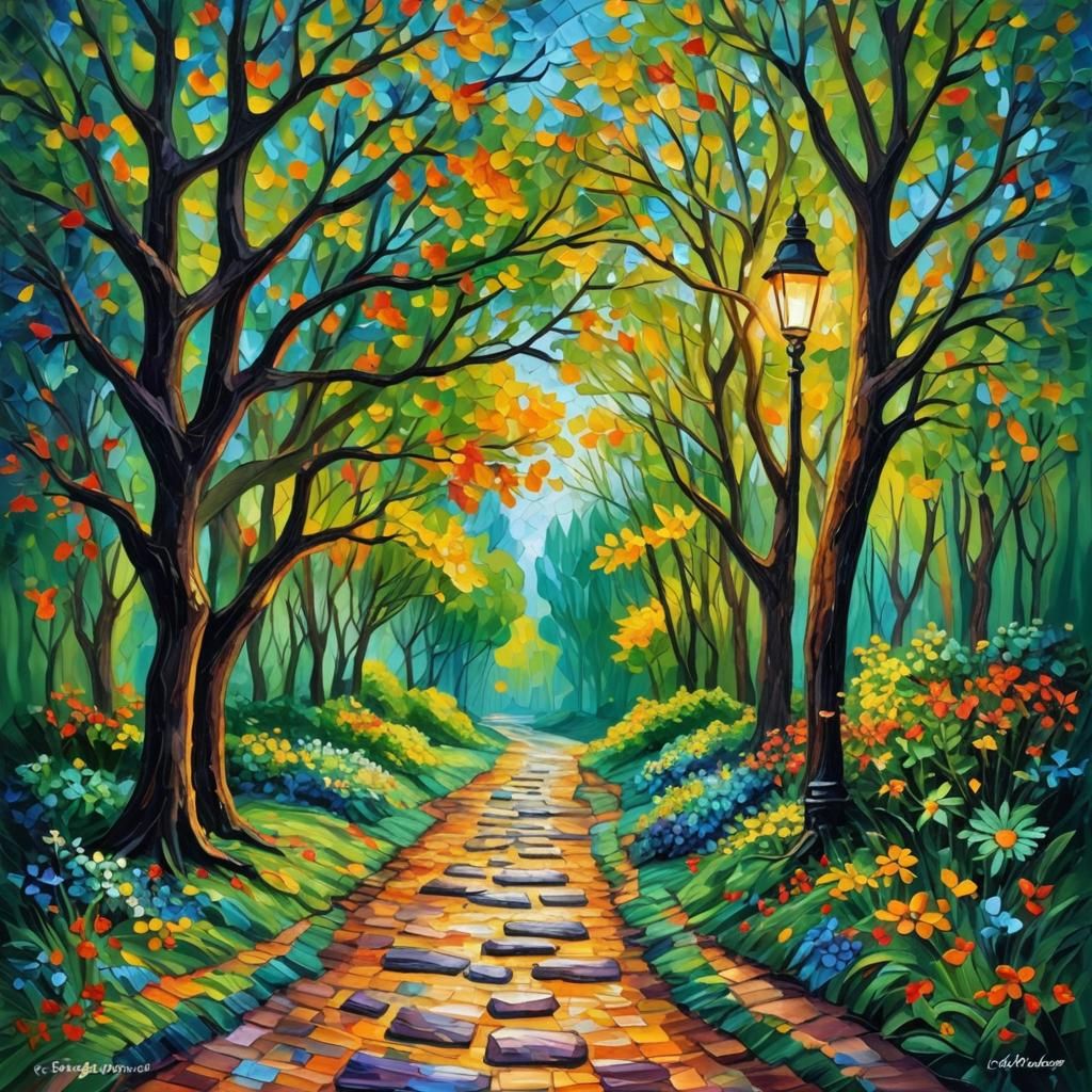 Neo-Impressionist Lamp Illuminates a Path