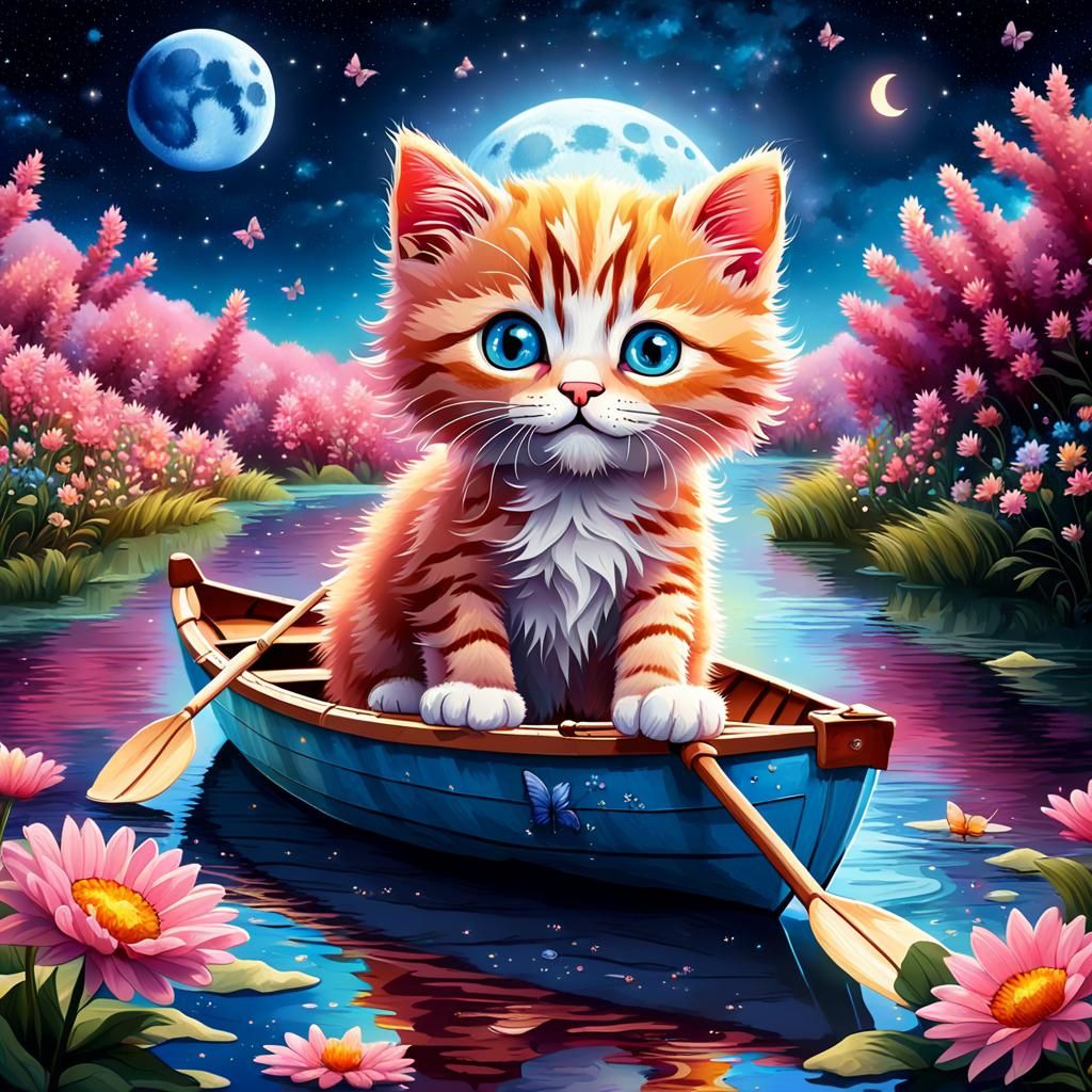 Moon Kitty on a boat trip 🦋🌺