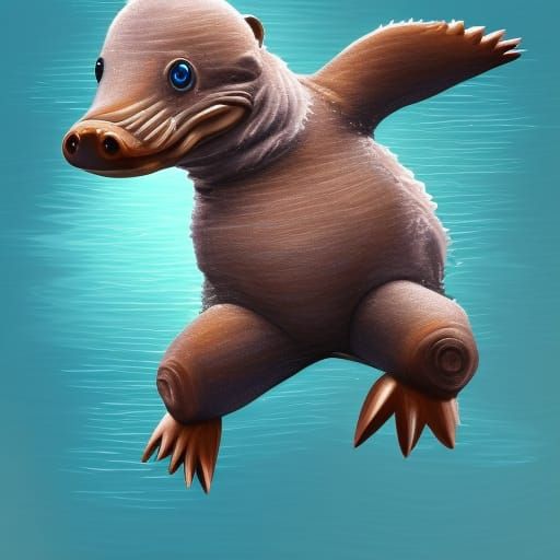 Cute Platypus Leaping: Digital Art
