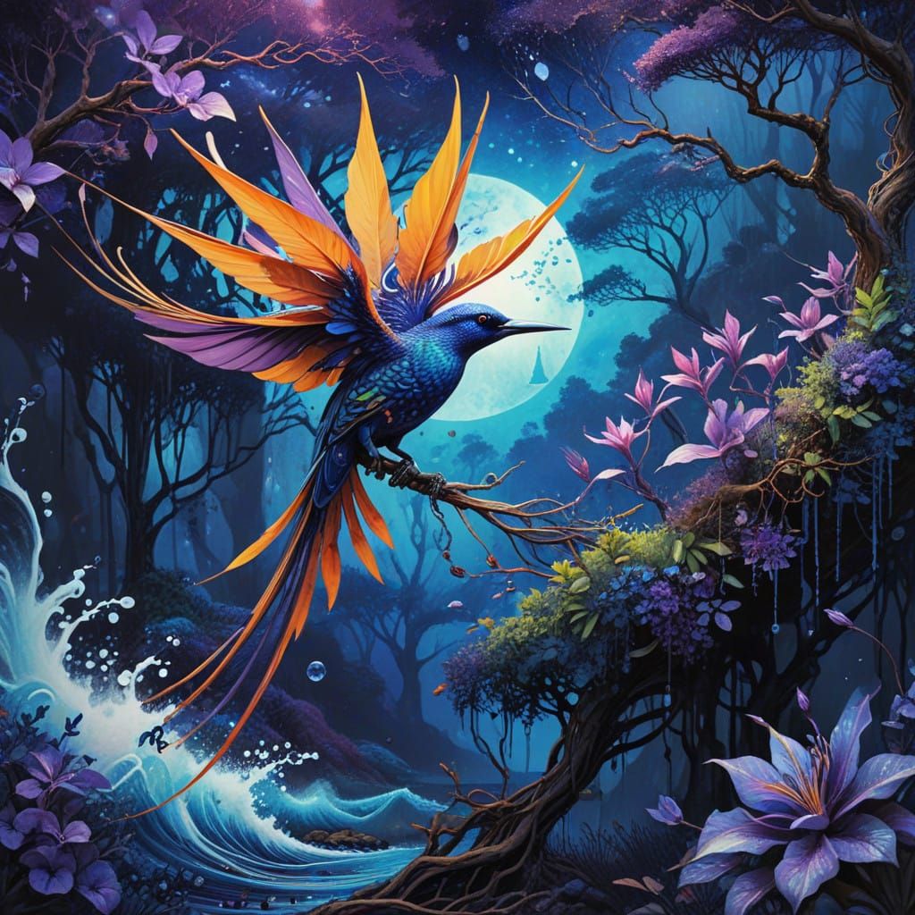 Cyberpunk Bird-of-Paradise Takes Flight