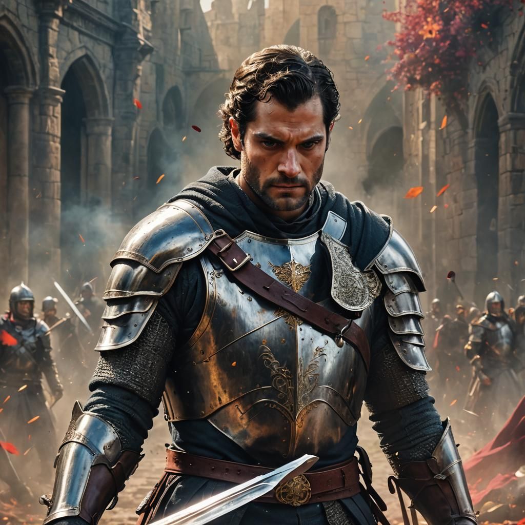 Hyperrealistic Knight with Sword Portrait