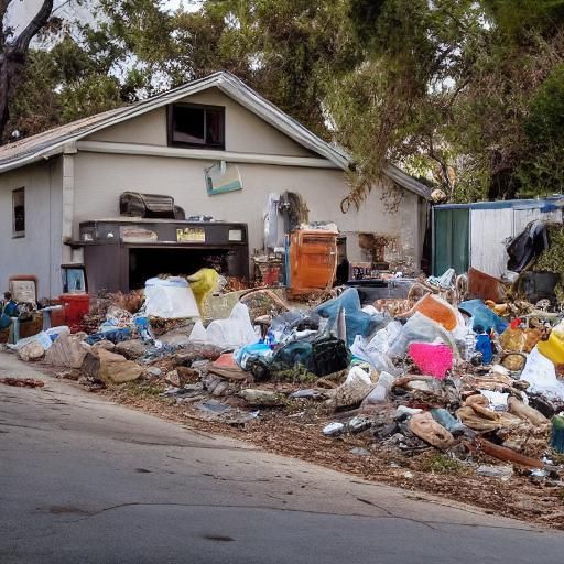 Trash-Surrounded Home in California: A Cinematic Still