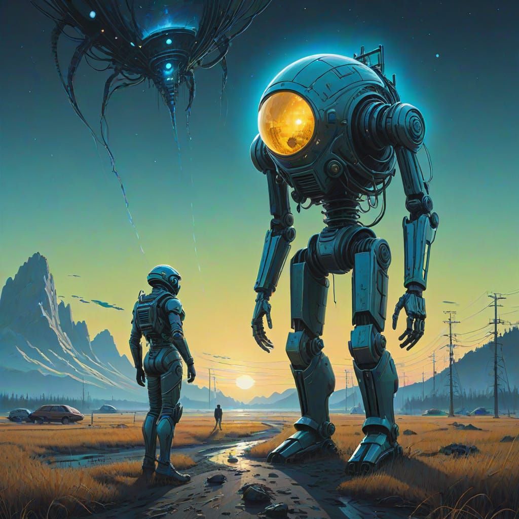 Ethereal Dying Star in Cyberpunk Style