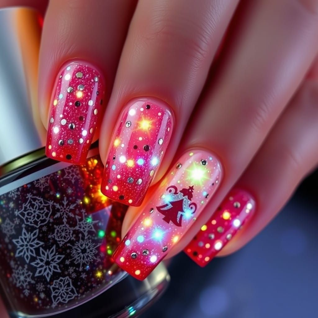 Glowing Nail Art Christmas Wonder