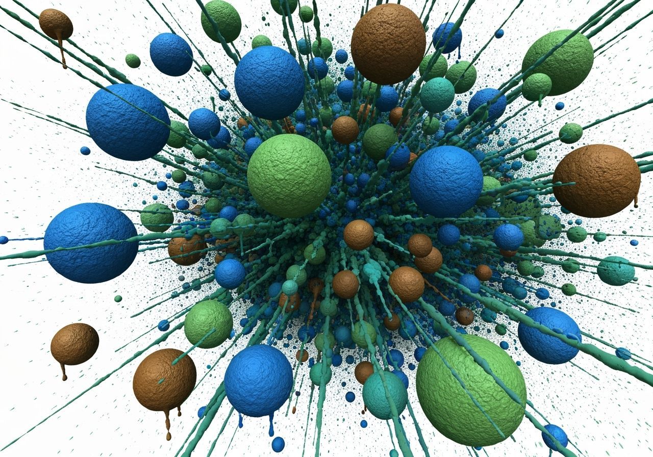 Exploding Spheres: A 3D Abstract Illustration